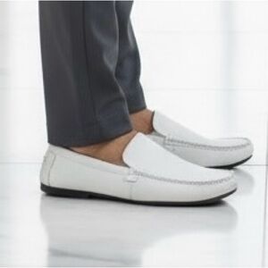 Guess White Leather Men's Moccasin Driving Loafers 10